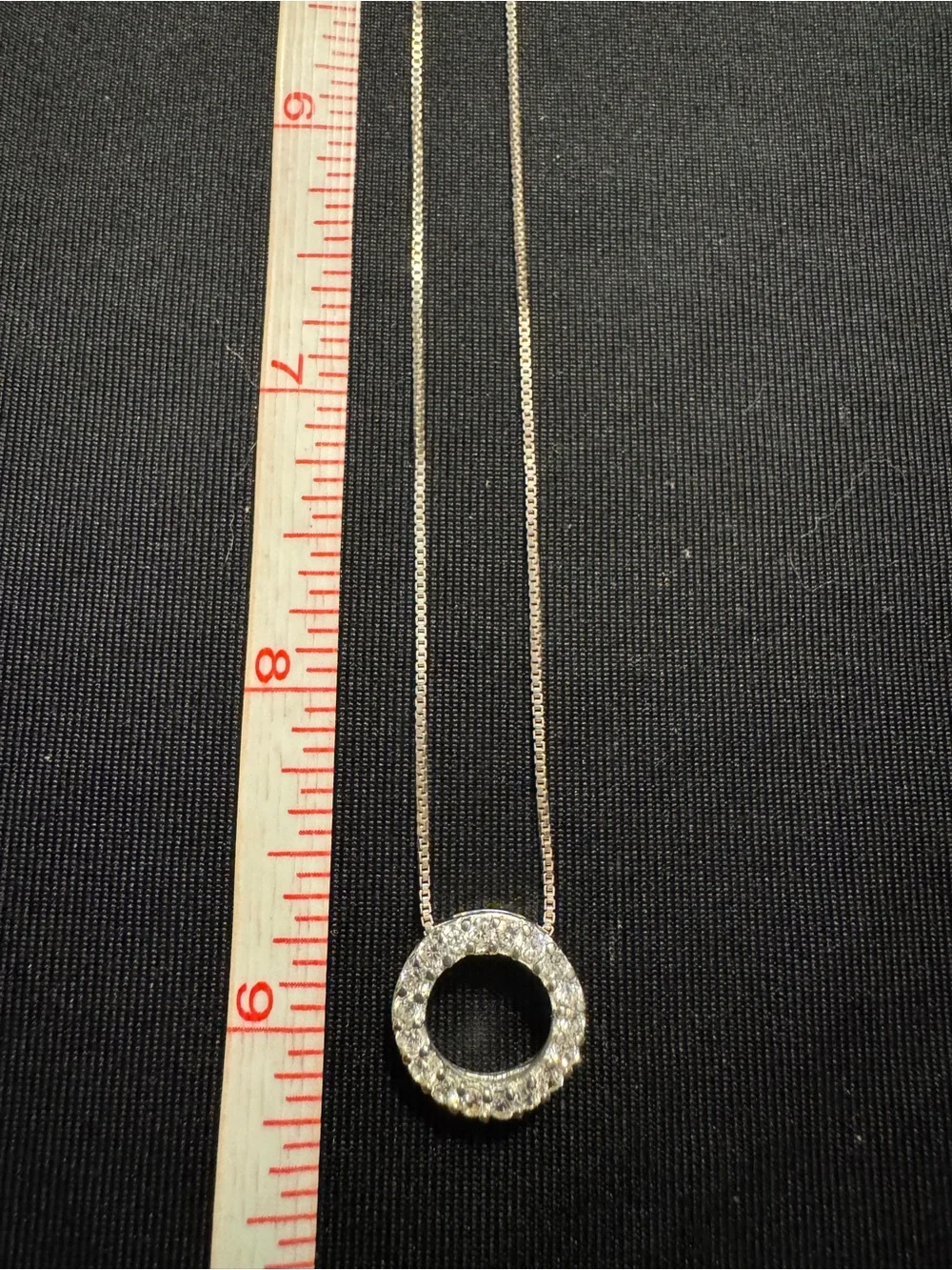 Crystal Pave Circle Pendant Necklace in Silver